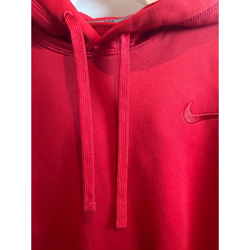 Nike Men Therma-FIT Pullover Hoodie Red Embroidered Swoosh Sweatshirt Training - Picture 9 of 11